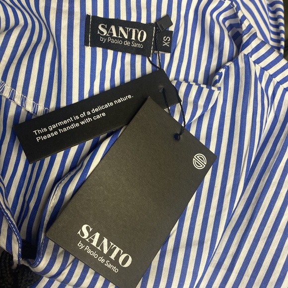 Santo by Paolo de Santo LACE-UP STRIPED COTTON-POPLIN MINI DRESS XS - Picture 5 of 5